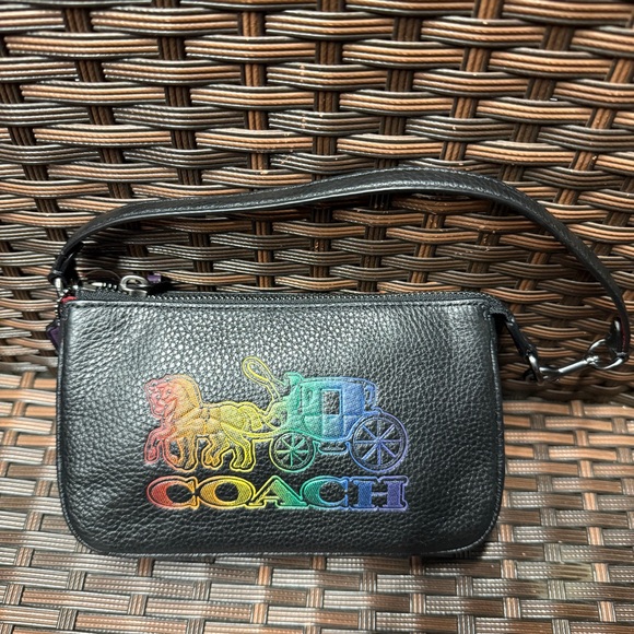 NWT Coach black nolita bag with rainbow ombre Horse and Carriage logo C6902 - Picture 1 of 6